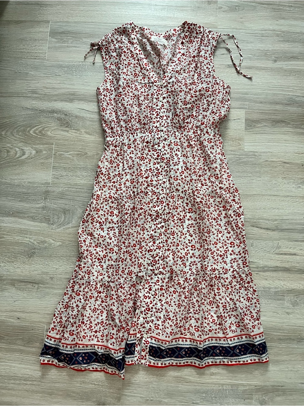 Trovata Birds of Paradis Women’s Rae Dress Red Ivy Floral Sleeveless Size Large - Picture 2 of 9